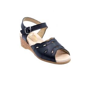 NEW WORISHOFER women's ariel cork wedge sandals in black